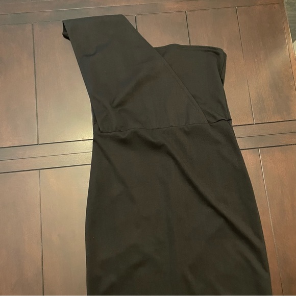 PrettyLittleThing Black One Shoulder Fitted Maxi Dress Women Size US12 - Picture 3 of 7